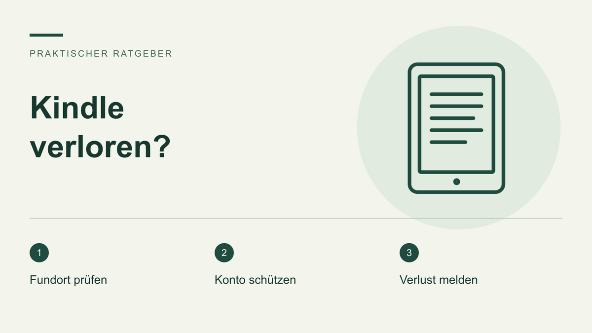 Illustration eines E-Readers mit drei Schritten nach einem Verlust